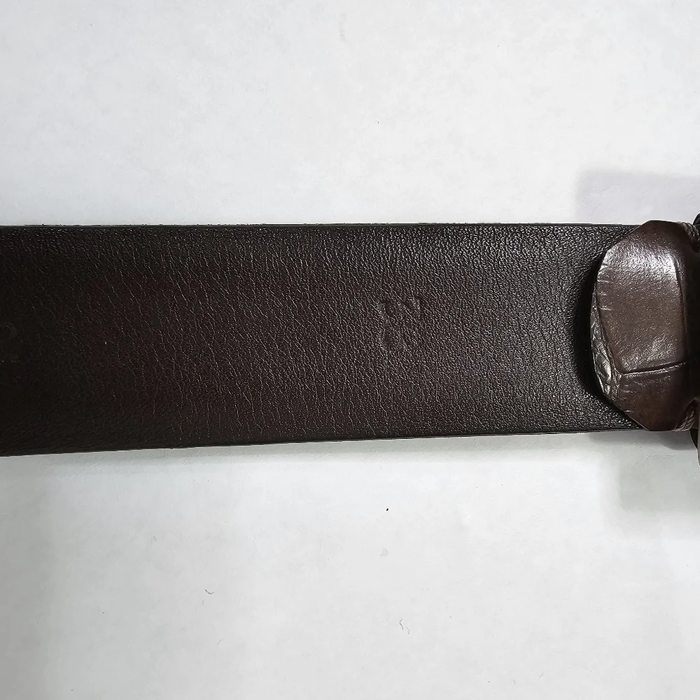 Soft Collections Men's Brown Leather Belt Textured Silver Hardware Size 38
